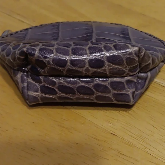 Furla Gray Croc-Embossed Coin Pouch With Dust Bag EUC - Picture 4 of 7